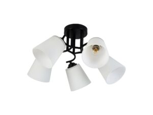 Miniaturka 6 - Lampa sufitowa Silodeta 5-punktowa, wersja czarna, cała oprawa na białym tle