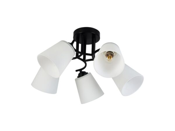 Lampa sufitowa Silodeta 5-punktowa, wersja czarna, cała oprawa na białym tle