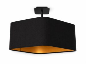 Miniaturka 1 - Lampa sufitowa Solivio z czarnym abażurem i złotym wnętrzem