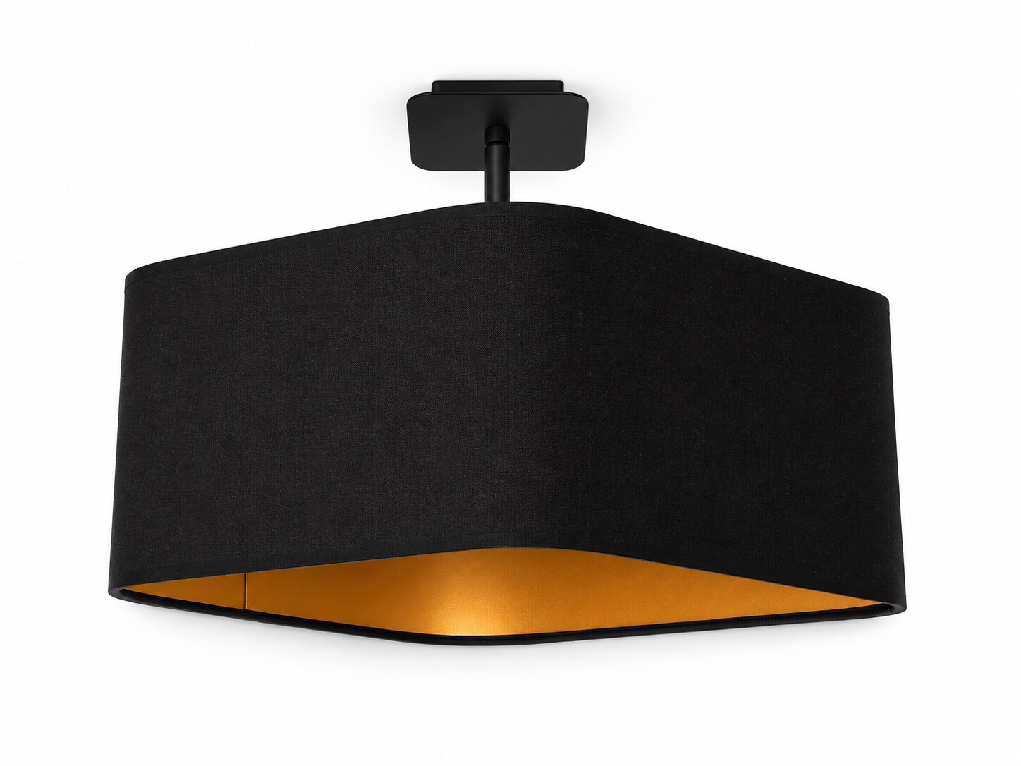 Lampa sufitowa Solivio z czarnym abażurem i złotym wnętrzem