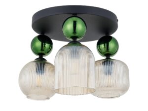 Miniaturka 2 - Lampa sufitowa Sophia 3-punktowa w zestawieniu zieleni i koloru koniakowego na białym tle