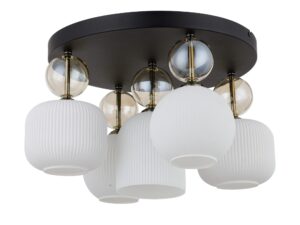 Miniaturka 1 - Lampa sufitowa Sophia 5-punktowa z białymi kloszami na białym tle