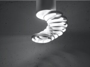 Miniaturka 1 - Biała oprawa sufitowa GU10 z odchylanym pierścieniem spiralnym w zbliżeniu