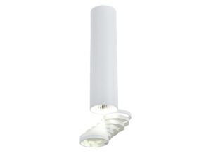 Miniaturka 4 - Biała cylindryczna lampa sufitowa GU10 o wysokości 30 cm z ruchomą spiralną końcówką