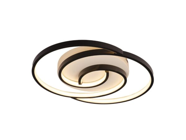 Czarno-biała lampa sufitowa LED spiralna z drugiej strony