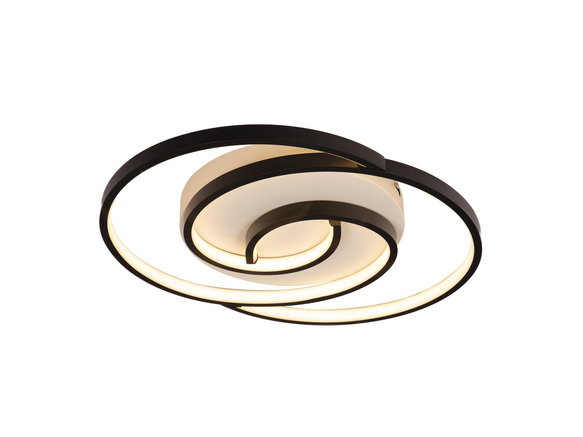Czarno-biała lampa sufitowa LED spiralna z drugiej strony