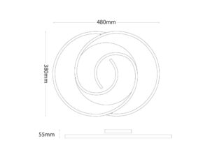 Miniaturka 5 - Rysunek wymiarowy czarno-białej lampy sufitowej spiralnej LED 30 W