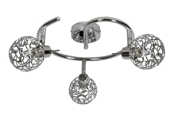 Lampa sufitowa Talimo spiralna chromowana z trzema plecionymi metalowymi kulami