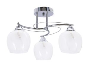 Miniaturka 1 - Lampa sufitowa Tamolia z chromowanymi ramionami i jasnymi kloszami – drugie ujęcie