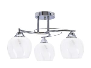 Miniaturka 4 - Lampa sufitowa Tamolia chromowana z trzema szklanymi kloszami z ukośnym wzorem