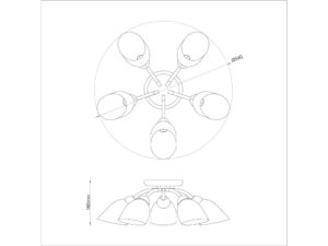 Miniaturka 6 - Lampa sufitowa Telena 5-punktowa chromowana – wymiary