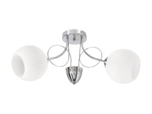 Miniaturka 2 - Lampa sufitowa Teremia w chromie z dwoma białymi żłobionymi kloszami