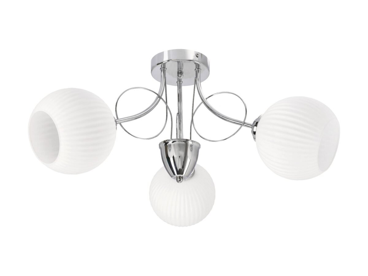 Lampa sufitowa Teremia 3-punktowa chromowana 60 cm z białymi kloszami