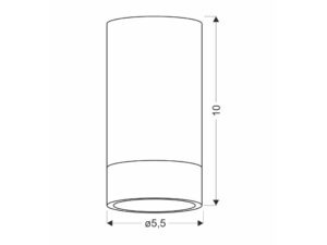 Miniaturka 2 - Lampa sufitowa tuba Zelasa rysunek wymiarowy średnica 5,5 cm