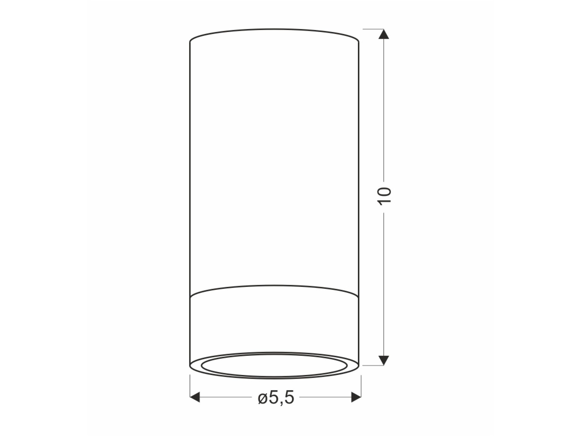 Lampa sufitowa tuba Zelasa rysunek wymiarowy średnica 5,5 cm