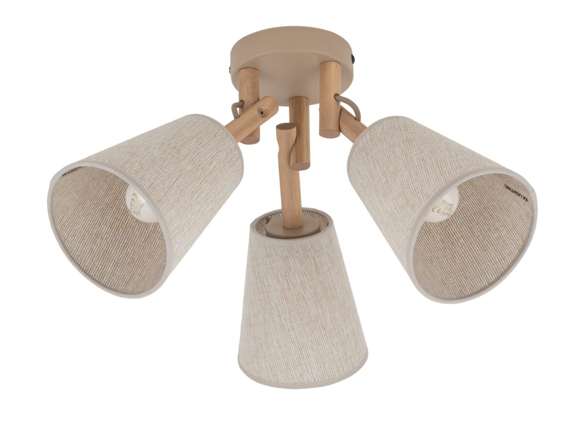 Lampa sufitowa Vaio 3-punktowa z lnianymi abażurami