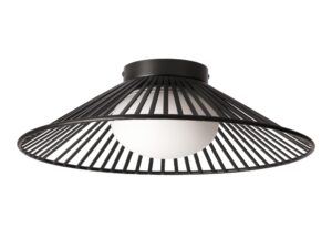 Miniaturka 5 - Lampa sufitowa Velono czarna ażurowa z białym szklanym kloszem