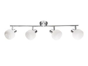Miniaturka 2 - Srebrna lampa sufitowa Venerano z czterema białymi szklanymi kloszami