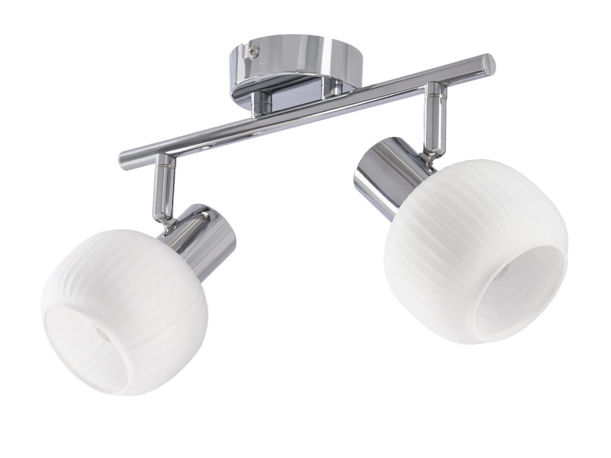 Lampa sufitowa Venerano srebrna 2-punktowa ze szklanymi kloszami