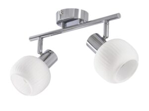Miniaturka 3 - Srebrna lampa sufitowa Venerano z dwoma białymi ryflowanymi szklanymi kloszami