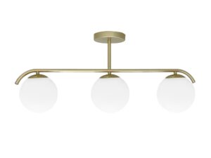 Miniaturka 6 - Lampa sufitowa Venimora mosiężna z trzema białymi szklanymi kloszami