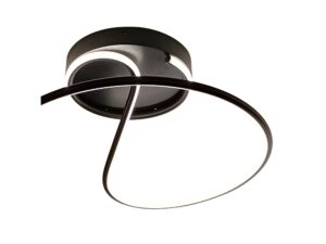 Miniaturka 1 - Lampa sufitowa Vesito czarna, zbliżenie spiralnego profilu LED