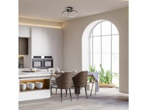 Miniaturka 2 - Spiralna lampa sufitowa Vesito w nowoczesnej jadalni z jasną zabudową