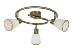 Miniaturka 2 - Lampa sufitowa Viritena patyna z trzema białymi kloszami na spiralnych ramionach