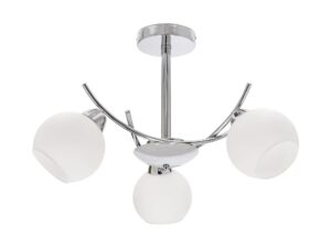 Miniaturka 1 - Lampa Volara chromowana 3-punktowa z białymi szklanymi kloszami