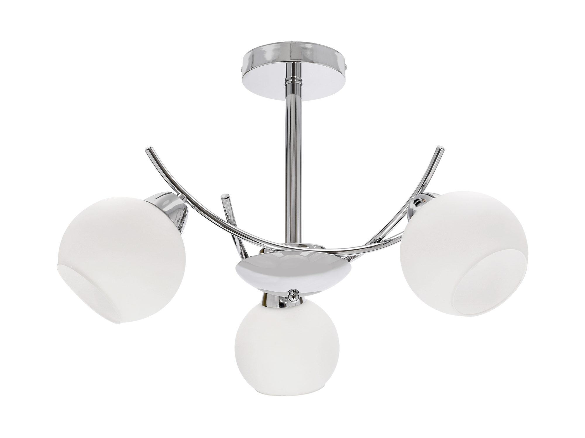 Lampa Volara chromowana 3-punktowa z białymi szklanymi kloszami