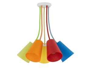 Miniaturka 2 - Lampa sufitowa Wire Colour z pięcioma kolorowymi abażurami i elastycznymi ramionami