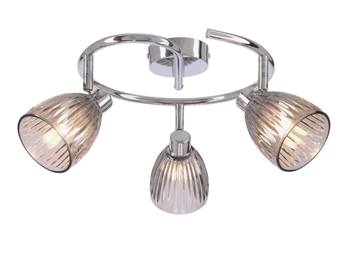 Zaroma – lampa sufitowa chromowana 3×G9, szkło dymione