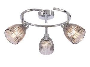Miniaturka 2 - Lampa sufitowa Zaroma chromowana z trzema przydymionymi szklanymi kloszami