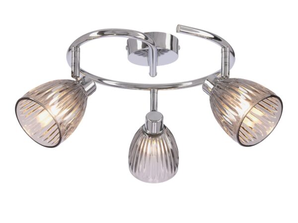 Lampa sufitowa Zaroma chromowana z trzema przydymionymi szklanymi kloszami