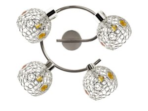 Miniaturka 1 - Lampa sufitowa Zeleda w chromie z bursztynowymi kryształkami w kloszach