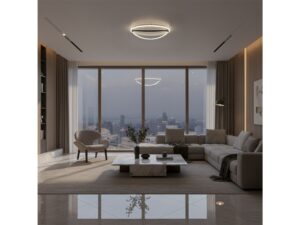 Miniaturka 7 - Lampa Zeleveta z dwoma świecącymi pierścieniami w przestronnym salonie