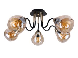 Miniaturka 4 - Lampa sufitowa Zenolona z pięcioma przydymionymi kloszami