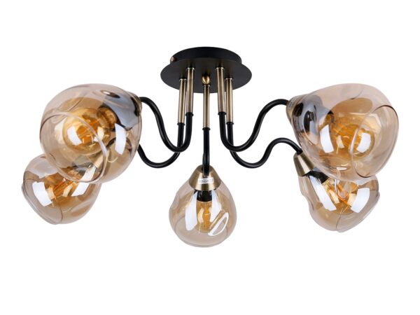 Lampa sufitowa Zenolona z pięcioma przydymionymi kloszami