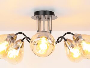 Miniaturka 2 - Rozświetlona lampa sufitowa Zenolona z pięcioma szklanymi kloszami