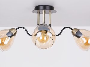 Miniaturka 2 - Lampa sufitowa Zenolona z trzema przydymionymi kloszami z bliska