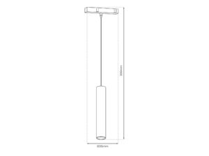 Miniaturka 5 - Lampa szynowa wisząca 7 W – rysunek wymiarów 35 i 200 mm