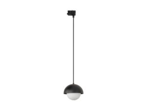 Miniaturka 1 - Lampa szynowa Tracer Bono trójobwodowa czarna z białym szklanym kloszem, widok na białym tle