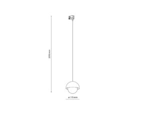 Miniaturka 2 - Lampa Tracer Bono do szyny trójobwodowej, rysunek z wymiarami 205 cm i 17 cm