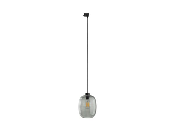 Lampa szynowa Tracer Elio z grafitowym szklanym kloszem na białym tle