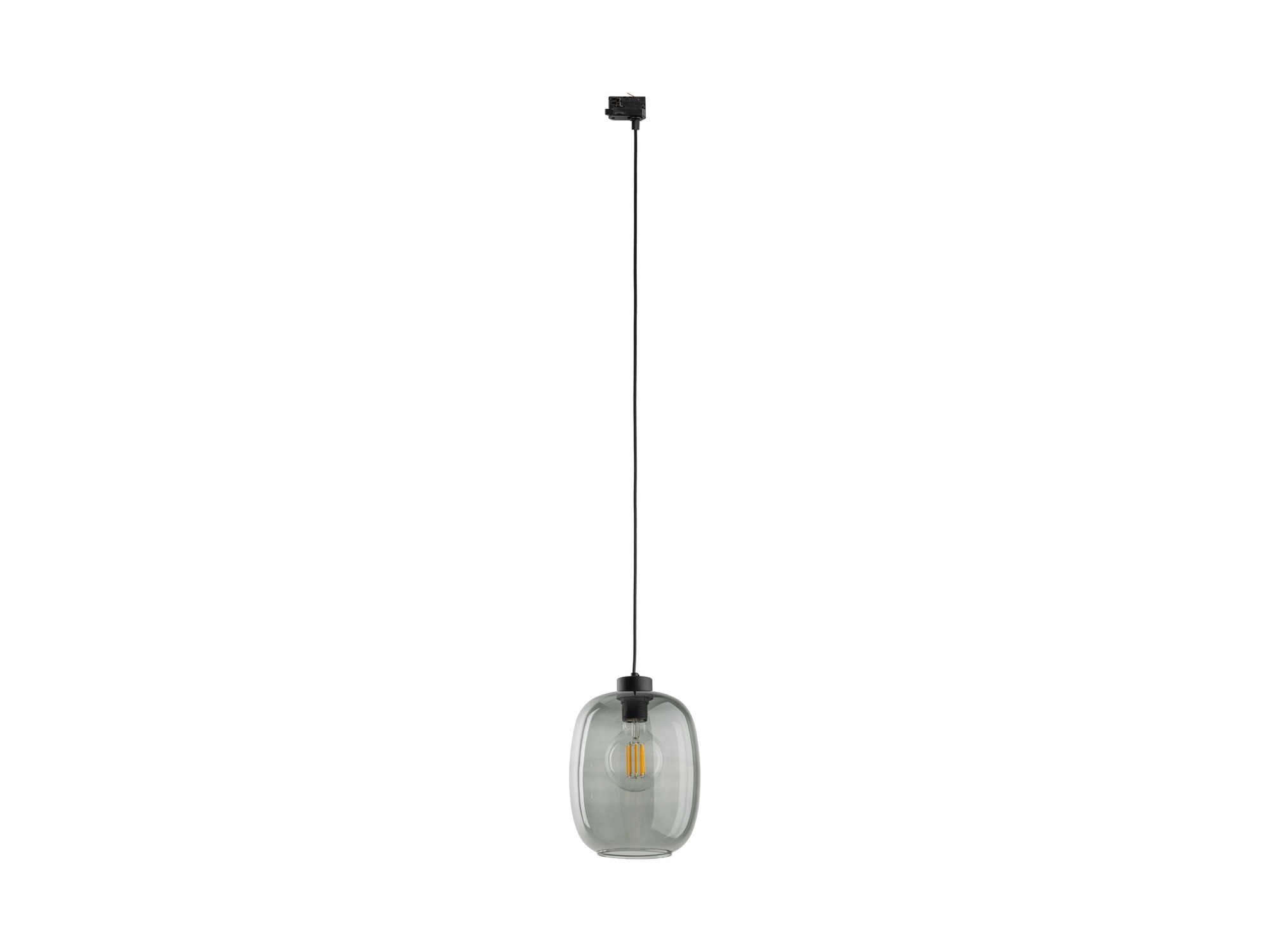 Lampa szynowa Tracer Elio ze szklanym kloszem grafitowym na białym tle