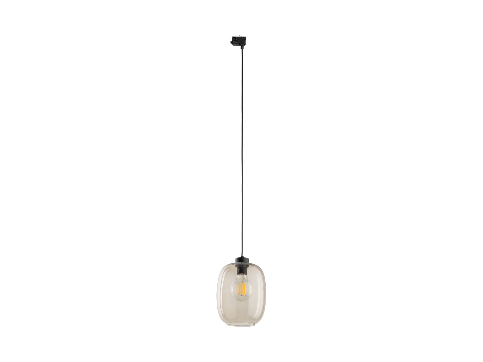 Lampa szynowa Tracer Elio z kloszem w kolorze topazu na białym tle
