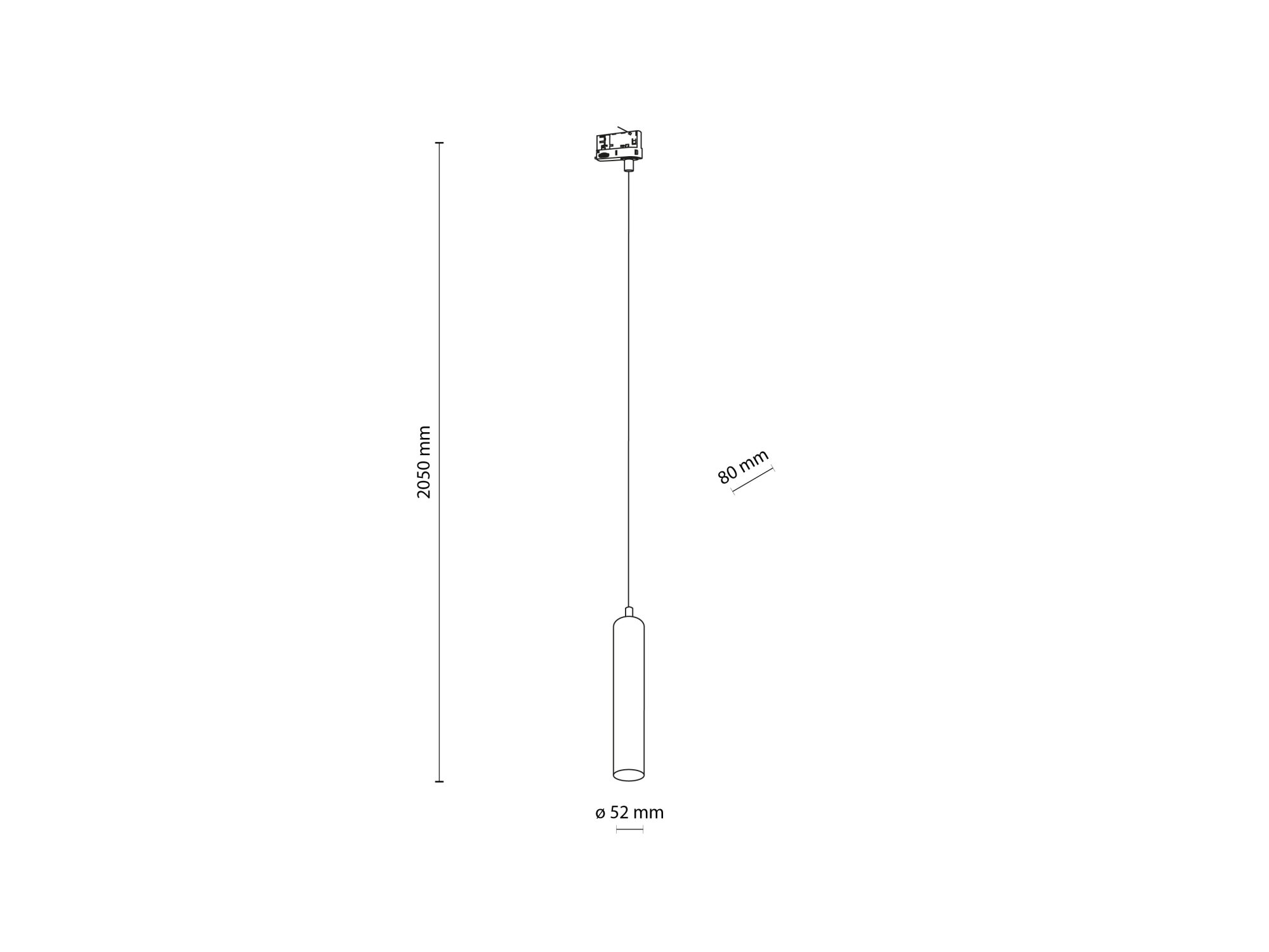 Lampa Tracer Tube GU10 czarna – rysunek techniczny