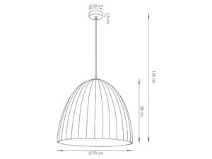 Miniaturka 11 - Rysunek wymiarowy Telma 70, średnica 70 cm, wysokość klosza 58 cm, całość 130 cm
