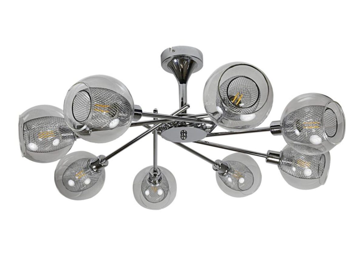 Lampa wisząca Tereseta 8-punktowa z przezroczystymi kloszami