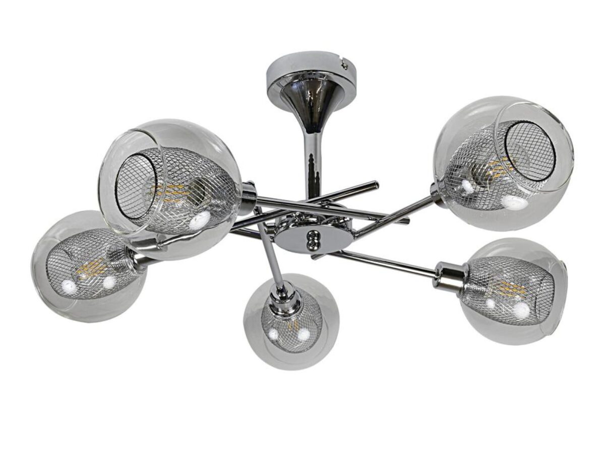 Lampa wisząca Tereseta 5-punktowa z przezroczystymi kloszami